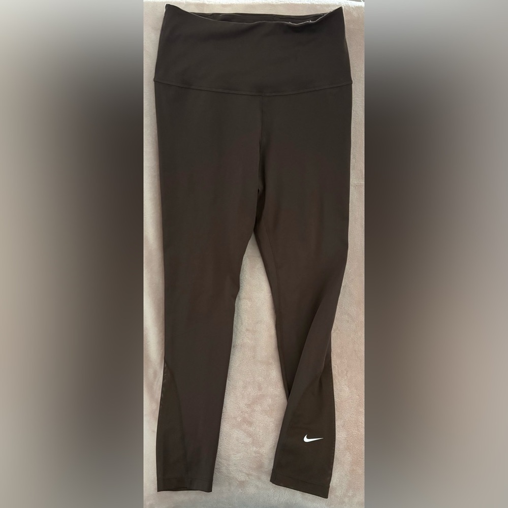 Nike Dri-FIT Chocolate Brown Mesh Calf Leggings